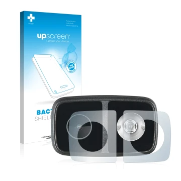 Parte frontal de un envase de producto con el logotipo de la marca upscreen. Al lado se muestra el dispositivo Cycliq Fly12 CE