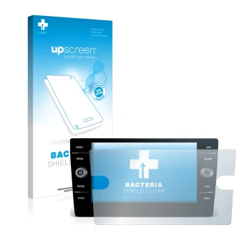 Parte frontal de un envase de producto con el logotipo de la marca upscreen. Al lado se muestra el dispositivo Volkswagen Tigu