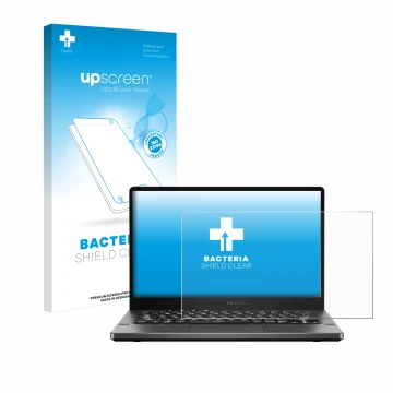 Parte frontal de un envase de producto con el logotipo de la marca upscreen. Al lado se muestra el dispositivo ASUS ROG Zephyr