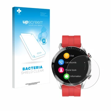 Parte frontal de un envase de producto con el logotipo de la marca upscreen. Al lado se muestra el dispositivo Gentleman Smart