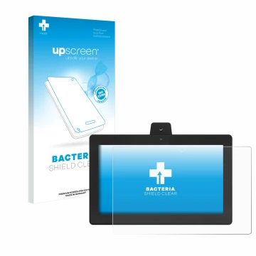 Parte frontal de un envase de producto con el logotipo de la marca upscreen. Al lado se muestra el dispositivo GloryStar Tauri