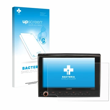 Parte frontal de un envase de producto con el logotipo de la marca upscreen. Al lado se muestra el dispositivo Citroen Jumper 