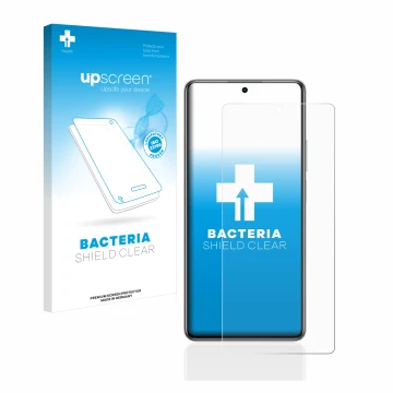 Parte frontal de un envase de producto con el logotipo de la marca upscreen. Al lado se muestra el dispositivo Xiaomi 11T Pro 