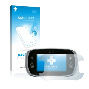 Parte frontal de un envase de producto con el logotipo de la marca upscreen. Al lado se muestra el dispositivo Fiat 500X Uconn