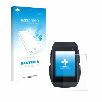 Parte frontal de un envase de producto con el logotipo de la marca upscreen. Al lado se muestra el dispositivo Sigma ROX 11.1 