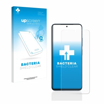 Parte frontal de un envase de producto con el logotipo de la marca upscreen. Al lado se muestra el dispositivo Xiaomi Redmi No