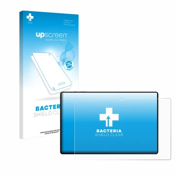 Parte frontal de un envase de producto con el logotipo de la marca upscreen. Al lado se muestra el dispositivo Samsung Galaxy 