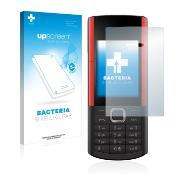 Parte frontal de un envase de producto con el logotipo de la marca upscreen. Al lado se muestra el dispositivo Nokia 5710 XA c