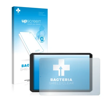 Parte frontal de un envase de producto con el logotipo de la marca upscreen. Al lado se muestra el dispositivo Garmin dezl LGV