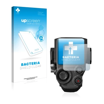 Parte frontal de un envase de producto con el logotipo de la marca upscreen. Al lado se muestra el dispositivo DJI RS 3 Pro co