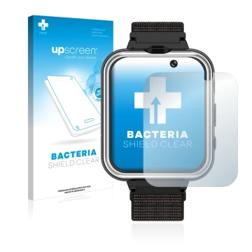 Parte frontal de un envase de producto con el logotipo de la marca upscreen. Al lado se muestra el dispositivo Pthtechus X32 c