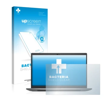 Parte frontal de un envase de producto con el logotipo de la marca upscreen. Al lado se muestra el dispositivo Dell Precision 