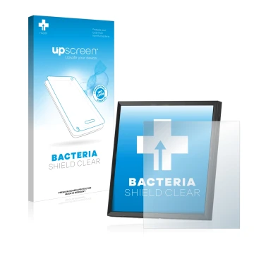 Parte frontal de un envase de producto con el logotipo de la marca upscreen. Al lado se muestra el dispositivo Divoom Pixoo-64