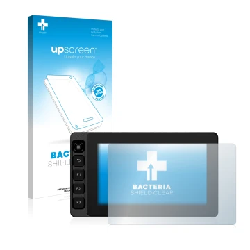 Parte frontal de un envase de producto con el logotipo de la marca upscreen. Al lado se muestra el dispositivo SmallHD Ultra 5