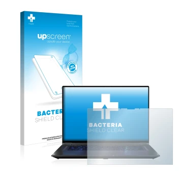 Parte frontal de un envase de producto con el logotipo de la marca upscreen. Al lado se muestra el dispositivo ASUS ROG Flow X