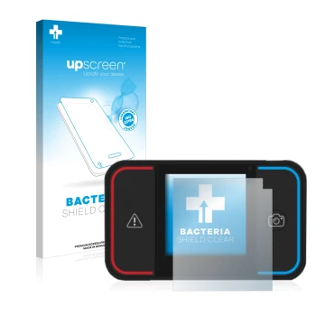 Parte frontal de un envase de producto con el logotipo de la marca upscreen. Al lado se muestra el dispositivo Saphe Drive Pro