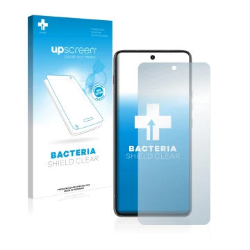 Parte frontal de un envase de producto con el logotipo de la marca upscreen. Al lado se muestra el dispositivo Motorola ThinkP