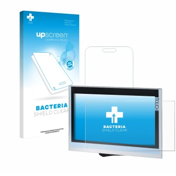 Parte frontal de un envase de producto con el logotipo de la marca upscreen. Al lado se muestra el dispositivo Siemens Simatic
