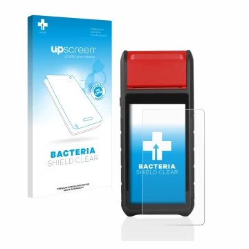 Parte frontal de un envase de producto con el logotipo de la marca upscreen. Al lado se muestra el dispositivo Autel MaxiBAS B