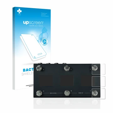 Parte frontal de un envase de producto con el logotipo de la marca upscreen. Al lado se muestra el dispositivo Morningstar MC6