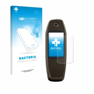 Parte frontal de un envase de producto con el logotipo de la marca upscreen. Al lado se muestra el dispositivo Specialized Mas