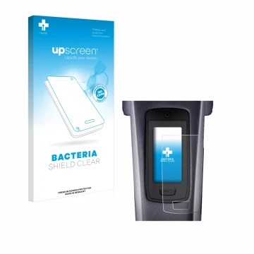 Parte frontal de un envase de producto con el logotipo de la marca upscreen. Al lado se muestra el dispositivo TQ HPR50 E-Bike