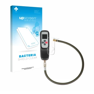 Parte frontal de un envase de producto con el logotipo de la marca upscreen. Al lado se muestra el dispositivo Bartec TAP 100 