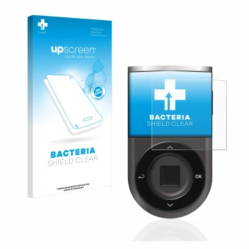 Parte frontal de un envase de producto con el logotipo de la marca upscreen. Al lado se muestra el dispositivo D’CENT Biometri