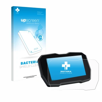 Parte frontal de un envase de producto con el logotipo de la marca upscreen. Al lado se muestra el dispositivo Ducati Multistr