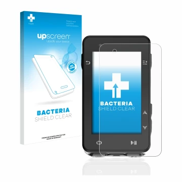 Parte frontal de un envase de producto con el logotipo de la marca upscreen. Al lado se muestra el dispositivo iGPSPORT iGS630