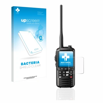 Parte frontal de un envase de producto con el logotipo de la marca upscreen. Al lado se muestra el dispositivo Standard Horizo