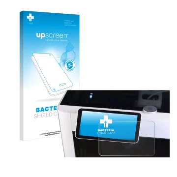 Parte frontal de un envase de producto con el logotipo de la marca upscreen. Al lado se muestra el dispositivo Bambu Lab X1-Ca