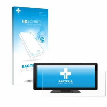 Parte frontal de un envase de producto con el logotipo de la marca upscreen. Al lado se muestra el dispositivo Carpuride W103 