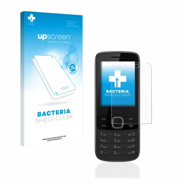 Parte frontal de un envase de producto con el logotipo de la marca upscreen. Al lado se muestra el dispositivo Nokia 225 4G co