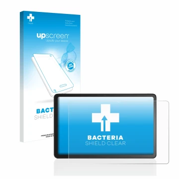 Parte frontal de un envase de producto con el logotipo de la marca upscreen. Al lado se muestra el dispositivo Amazon Fire Max