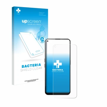 Parte frontal de un envase de producto con el logotipo de la marca upscreen. Al lado se muestra el dispositivo Unihertz Luna c