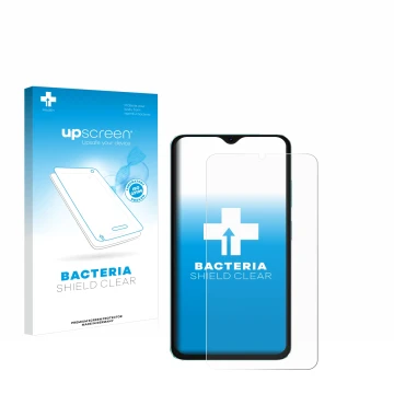 Parte frontal de un envase de producto con el logotipo de la marca upscreen. Al lado se muestra el dispositivo Oscal C70 con s