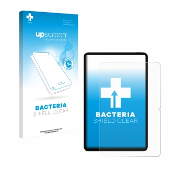 Parte frontal de un envase de producto con el logotipo de la marca upscreen. Al lado se muestra el dispositivo Xiaomi Pad 6 co