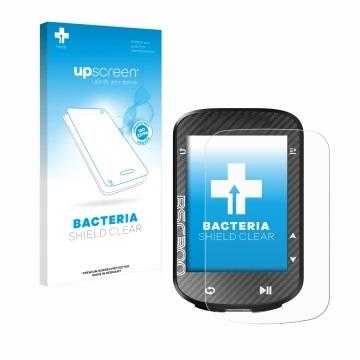 Parte frontal de un envase de producto con el logotipo de la marca upscreen. Al lado se muestra el dispositivo iGPSPORT BSC300