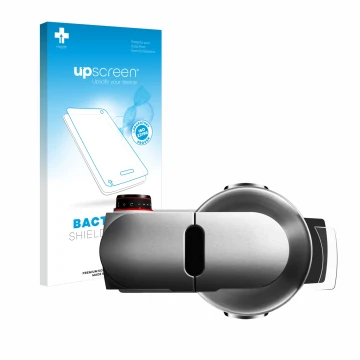 Parte frontal de un envase de producto con el logotipo de la marca upscreen. Al lado se muestra el dispositivo Bosch MUM Serie
