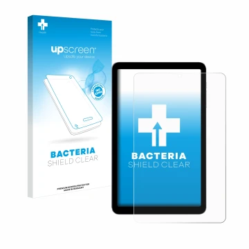 Parte frontal de un envase de producto con el logotipo de la marca upscreen. Al lado se muestra el dispositivo Alldocube iPlay