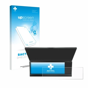 Parte frontal de un envase de producto con el logotipo de la marca upscreen. Al lado se muestra el dispositivo ASUS ROG Zephyr