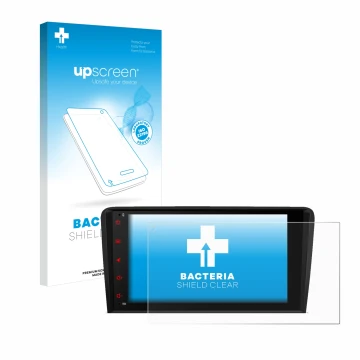 Parte frontal de un envase de producto con el logotipo de la marca upscreen. Al lado se muestra el dispositivo Xtrons PSA80A3A