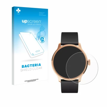Parte frontal de un envase de producto con el logotipo de la marca upscreen. Al lado se muestra el dispositivo Withings ScanWa