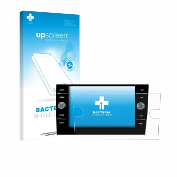 Parte frontal de un envase de producto con el logotipo de la marca upscreen. Al lado se muestra el dispositivo Volkswagen Taig