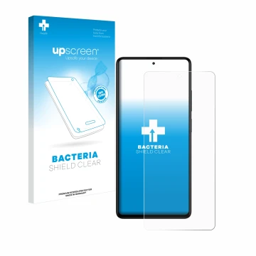 Parte frontal de un envase de producto con el logotipo de la marca upscreen. Al lado se muestra el dispositivo Xiaomi Redmi No