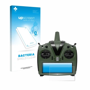 Parte frontal de un envase de producto con el logotipo de la marca upscreen. Al lado se muestra el dispositivo VBar Control Ev