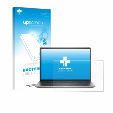 Parte frontal de un envase de producto con el logotipo de la marca upscreen. Al lado se muestra el dispositivo Dell Precision 