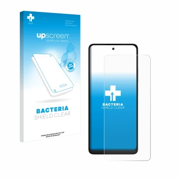 Parte frontal de un envase de producto con el logotipo de la marca upscreen. Al lado se muestra el dispositivo TCL 40 NXTPAPER