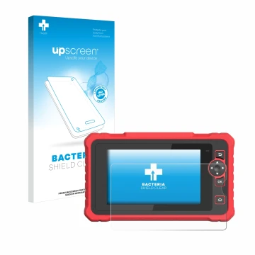 Parte frontal de un envase de producto con el logotipo de la marca upscreen. Al lado se muestra el dispositivo Launch CRP 359 